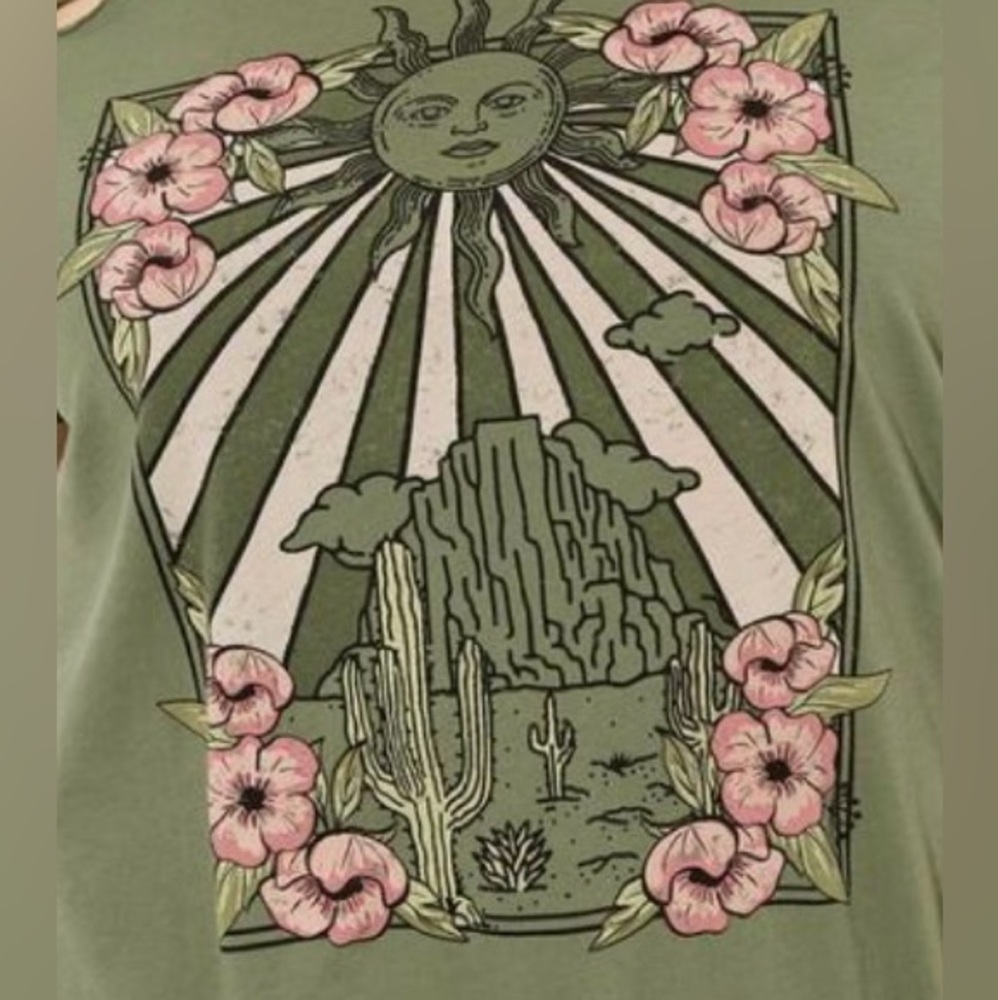 Torrid Floral Desert Relaxed Fit Heritage Jersey Distressed Tee Size 1X - Picture 2 of 4